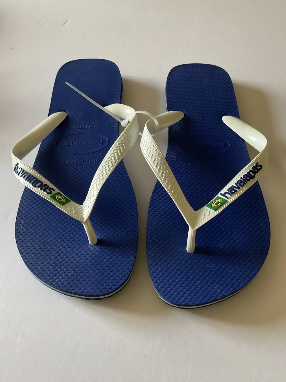 HAVAIANAS MENS FLIP FLOPS BLUE WITH WHITE SIZE 11/12 NWOT EU 45-46